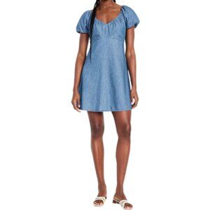 Old Navy Womens Medium Puff Sleeve Swing Mini Jeans Dress